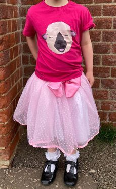 Child wearing Esther sheep top